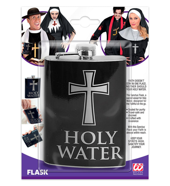 Heupfles Holy Water in verpakking met kruisopdruk, accessoire voor Halloween