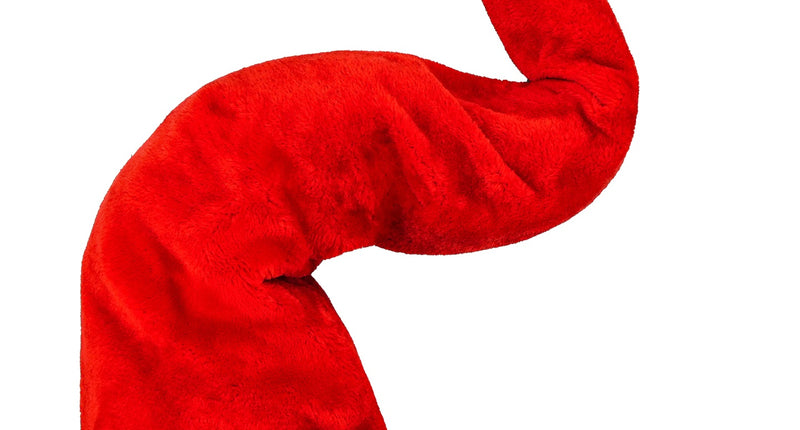 Kerstman muts pluche extra lang 125 cm in rood met witte bontrand en witte pompon