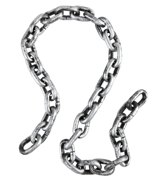 Ketting boeven geschakeld 150cm in zilvergrijs met zwarte schaduwen tussen de ovale schakels