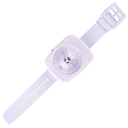Lichtgevende armband met rgb licht wit, gladde band met vierkante gesp en facetgeslepen koepel