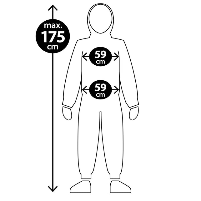 Maatschets kippenpak: tot 175 cm lichaamslengte en 59 cm breedte