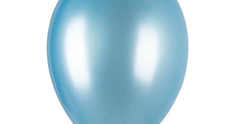 Metallic blauwe ballon van latex met glanzende afwerking, opgeblazen en zonder opdruk