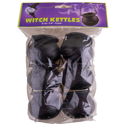 Mini heksenketels in verpakking van Funny Fashion, 6 cm, 6 stuks