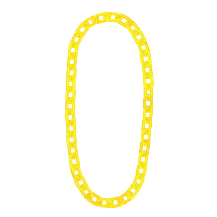 Neon ketting Vibe geel losliggend, met open ovale schakels van acryl die in elkaar haken