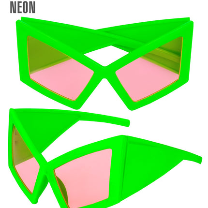 Bril oversized neon groen vooraanzicht – brillen