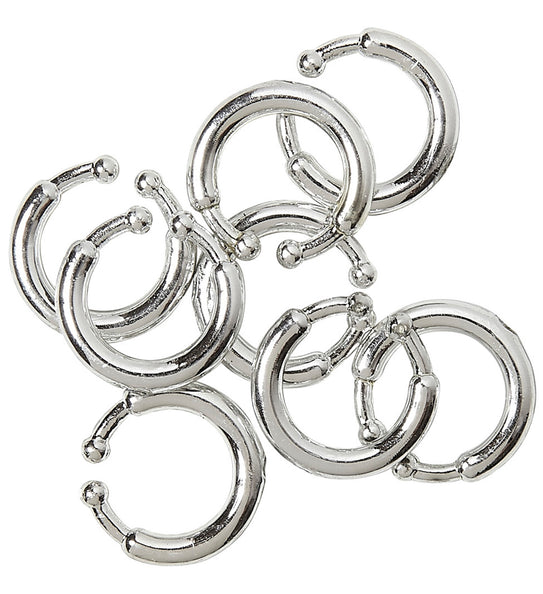 Nep piercing clip in zilver, meerdere open ringetjes met balletjes in glanzende metaallook