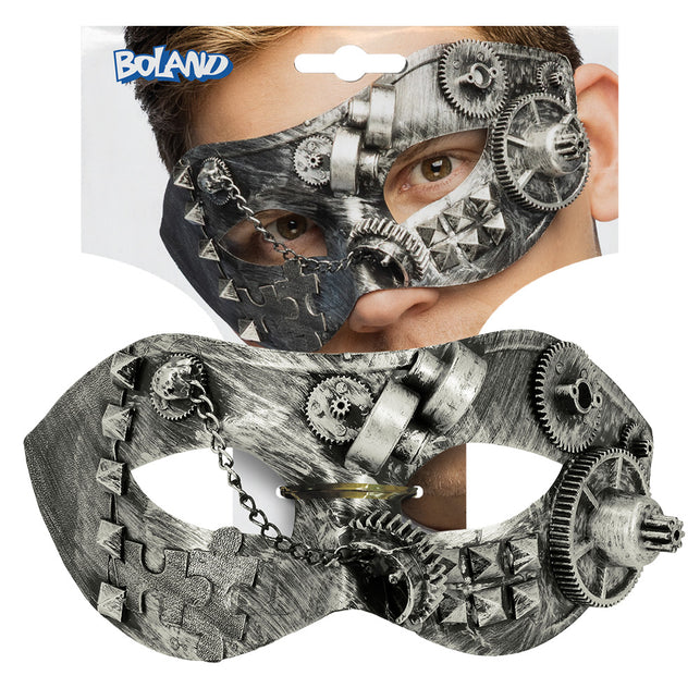 Oogmasker Steamgear van Boland in verpakking met draagvoorbeeld voor heren