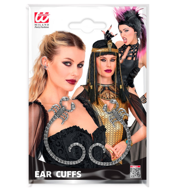 Oorcuff schorpioen dames in verpakking van Widmann met twee zilverkleurige oorsieraden