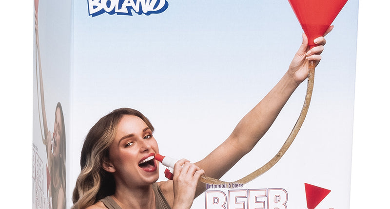 Party biertrechter van Boland in de verpakking met rode trechter en slang