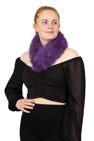 PartyXplosion Nep bont sjaal paars  met clip