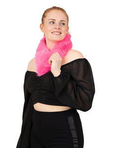 PartyXplosion Nep bont sjaal roze met clip