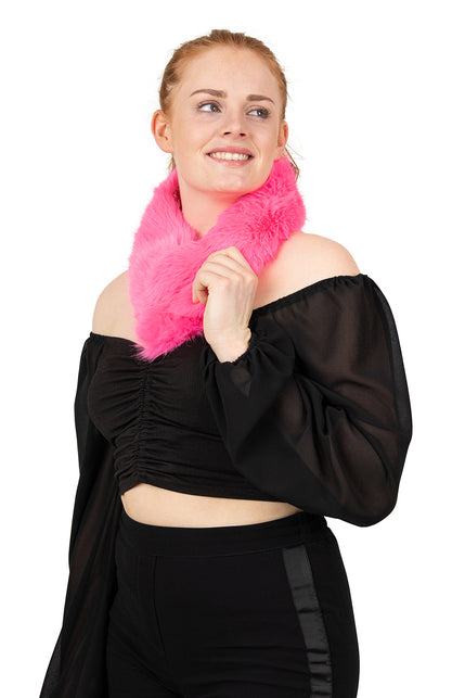 PartyXplosion Nep bont sjaal roze met clip