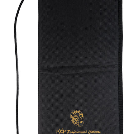 Penselen etui PXP dichtgeritst in zwart met goudkleurig PXP-logo op de voorkant
