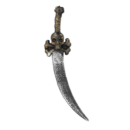 Piratenzwaard Dark skull met bronskleurige doodskop en gekruiste botten op het gevest