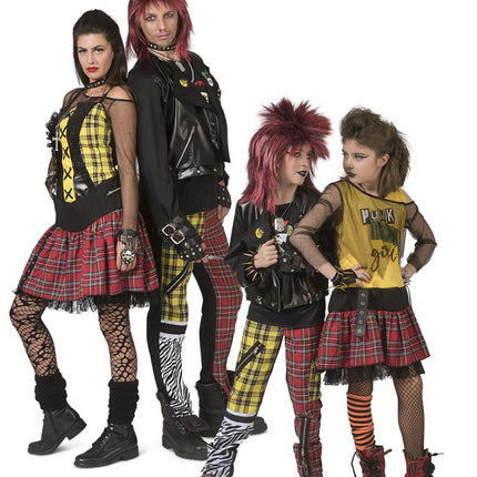 Punk pak Paola dames gedragen in een groep punkoutfits op een jaren 80-feest