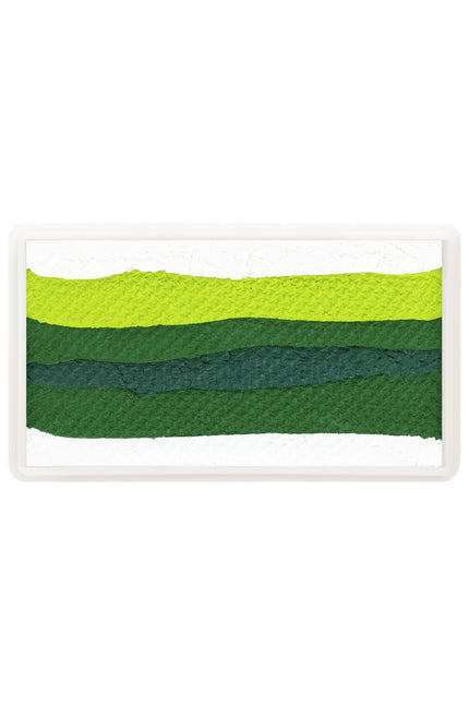 PXP double splitcake green leaves met vijf banen wit, limegroen en donkergroen in witte tray