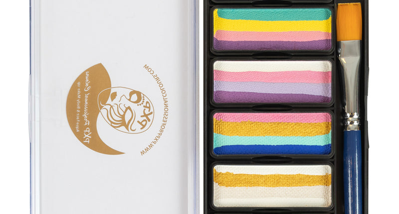 PXP splitcake palette blurred lines met tien splitcakes in pastel en felle tinten plus blauw penseel