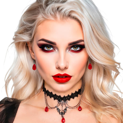 Choker en oorbellen gotisch vampier Niek — foto 5