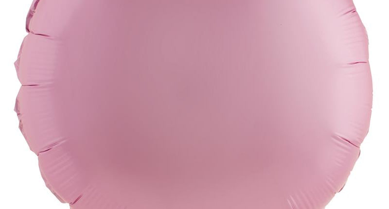 Roze folieballon rond in effen zacht roze, 52,7 x 46 cm, met vulnek aan de onderkant