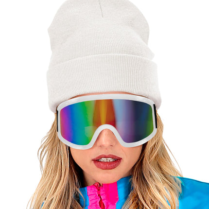 Ski-bril 80's wit Yara op dames jaren 80-look, glas met paars en groen verloop