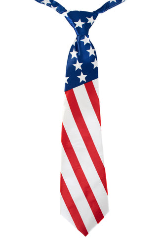 Stropdas Amerikaanse vlag met witte sterren op blauwe knoop en rood-witte strepen, voor een themafeest
