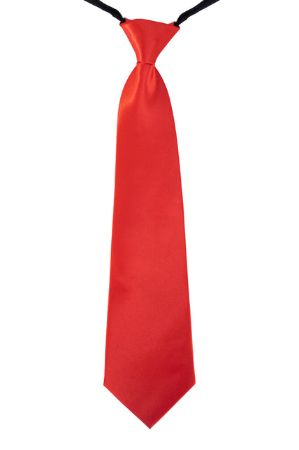 Stropdas rood met voorgeknoopte knoop en glanzend effen oppervlak, voor carnaval en themafeest