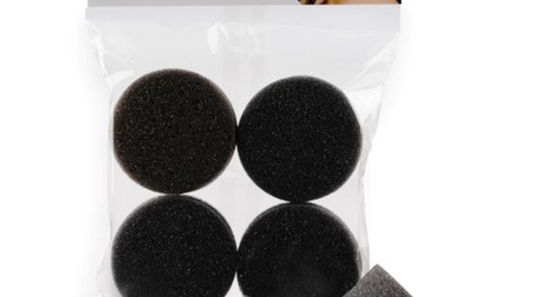 Superstar Eco sponsje x 4 in verpakking, vier ronde zwarte schminksponsjes