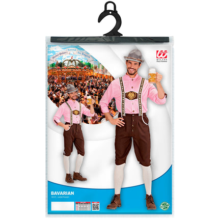 Tiroler oktoberfest kleding Mario in verpakking met shirt en lederhosen van Widmann