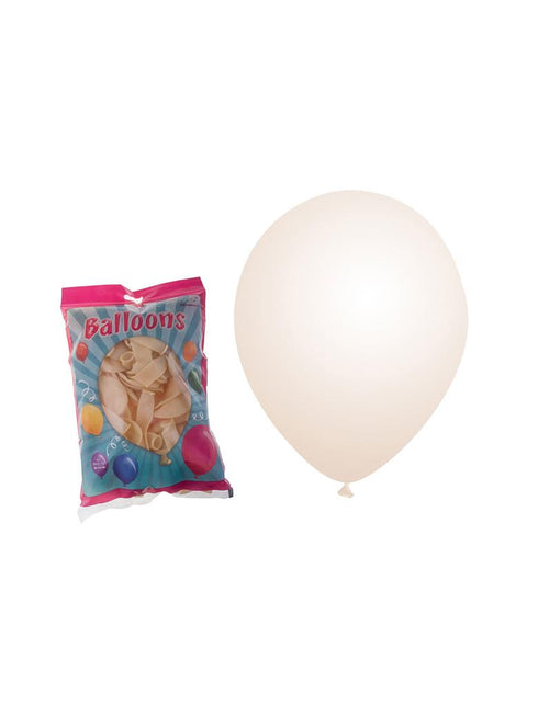 Transparante latex ballonnen 30 cm: opgeblazen ballon naast de gesloten zak