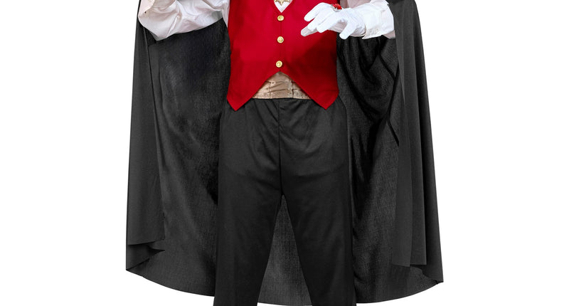 Vampier kostuum voor jongens en meisjes met rood vest, zwarte vlinderdas en ketting met medaillon voor Halloween