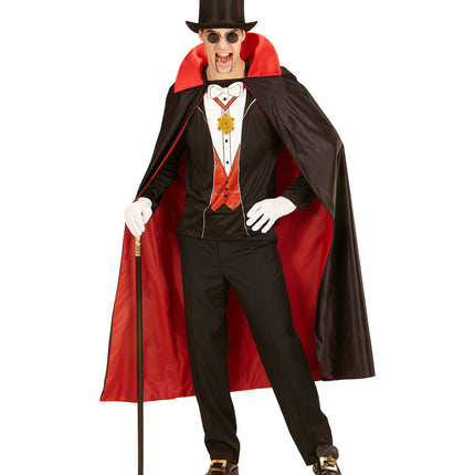 Vampier shirt unisex gecombineerd met zwarte broek tot een complete vampierlook voor Halloween