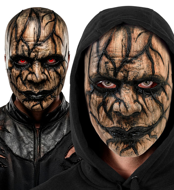 Venom masker heren gedragen, links zonder capuchon en rechts met zwarte capuchon voor Halloween