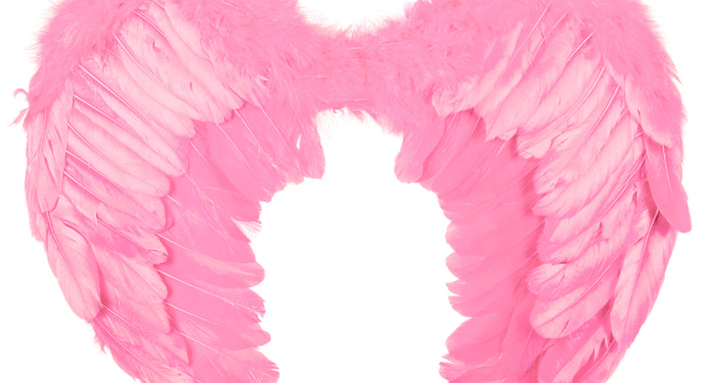 Veren vleugels roze van 55 x 40 cm met pluizige bovenrand, voor een engelenoutfit