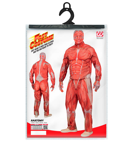 Verpakking anatomie kostuum Bente met jas, broek, handschoenen en masker