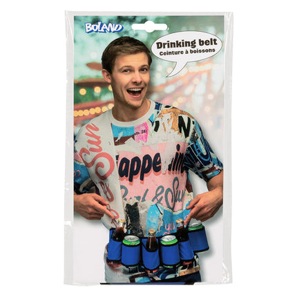 Verpakking van de Boland party drinkgordel met foto van de gedragen drinkriem