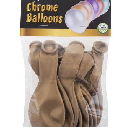 Verpakking chrome ballonnen goud, 12 latexballonnen van 30,5 cm van Funny Fashion