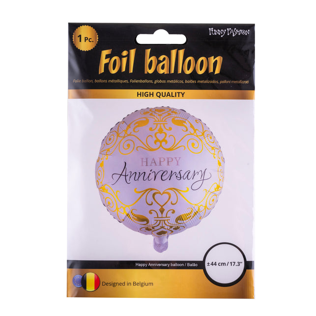 Verpakking folieballon Happy Anniversary van Funny Fashion, 1 stuk van ongeveer 44 cm