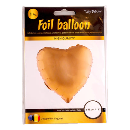 Verpakking van de folieballon hart goud van Funny Fashion, 1 stuk van circa 46 cm