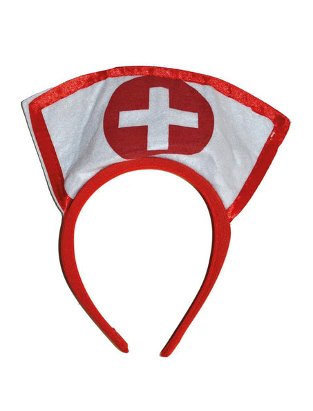 Verpleegster kapje Suze wit met rood kruis op rode haarband voor een themafeest