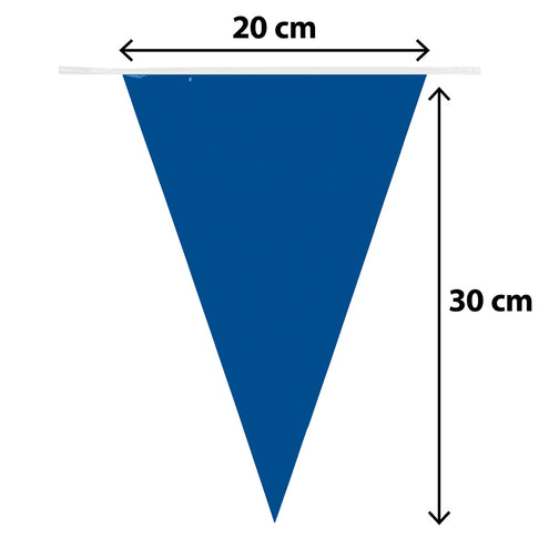 Vlaggetje van de PE vlaggenlijn wit/blauw met maatvoering 20 cm breed en 30 cm hoog