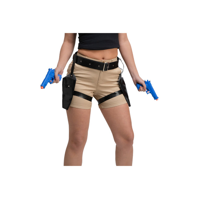 Wicked Costumes Dubbele dijholsters met pistolen