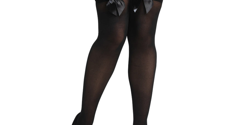 Wicked Costumes Overknie sok met strik zwart