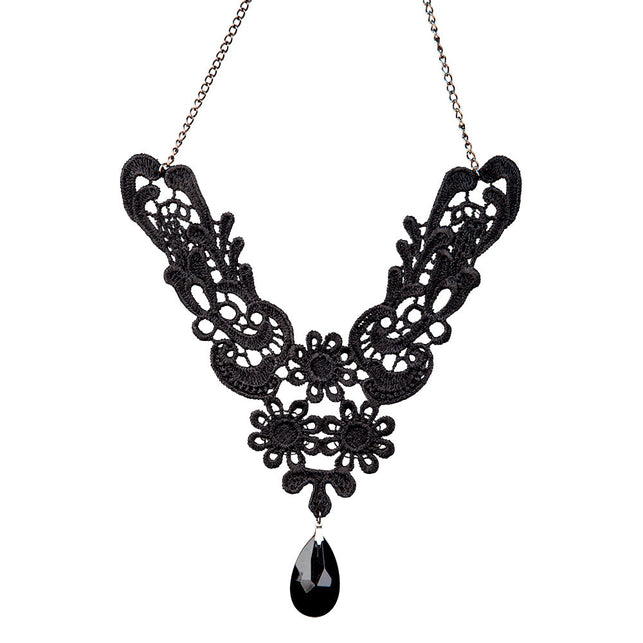 Wicked Costumes Zwarte kanten gotische ketting