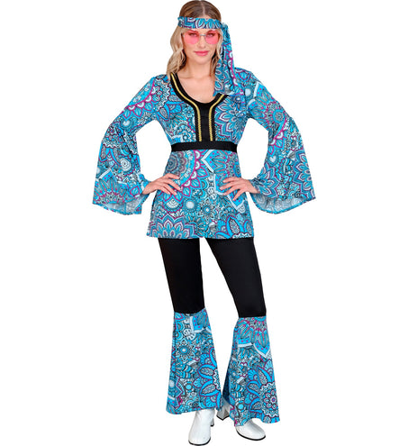 Widmann SRL 70s hippie kostuum mandala blauw
