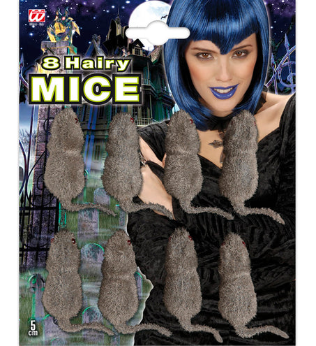 Widmann SRL 8 grijze nep muizen voor halloween