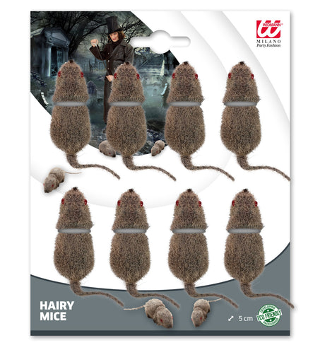 Widmann SRL 8 grijze nep muizen voor halloween