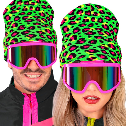 Widmann SRL Beanie luipaard neon groen