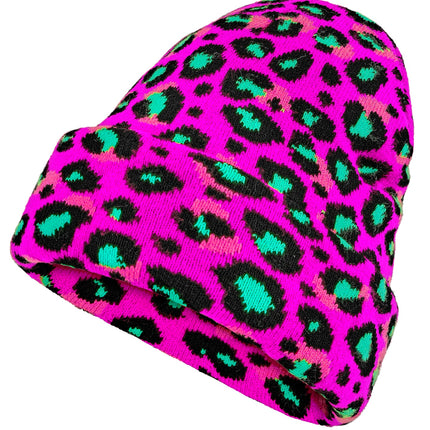 Widmann SRL Beanie luipaard neon paars