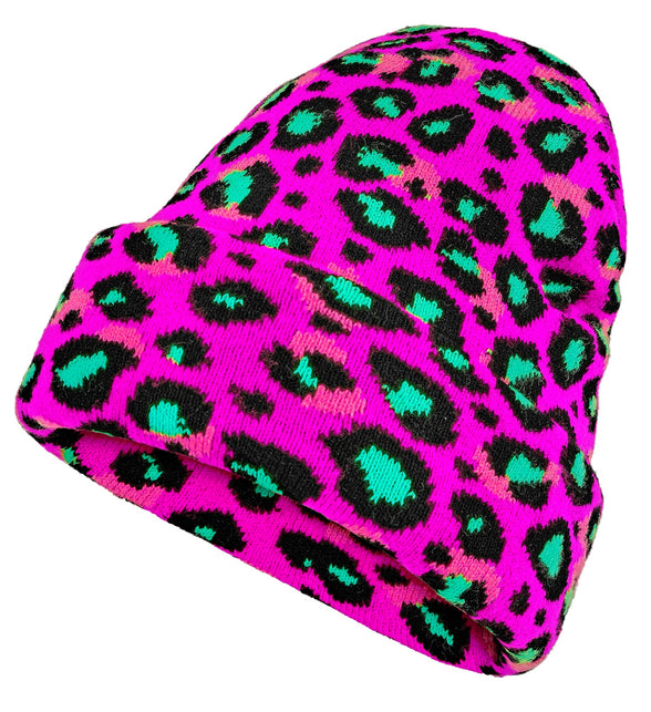 Widmann SRL Beanie luipaard neon paars