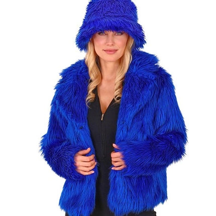 Widmann SRL Bontjas pluche dames blauw kostuum Lara